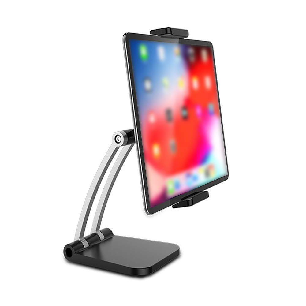 360 Degree Rotating Tablet Stand for Desk, Adjustable Black Holder for Home and Office