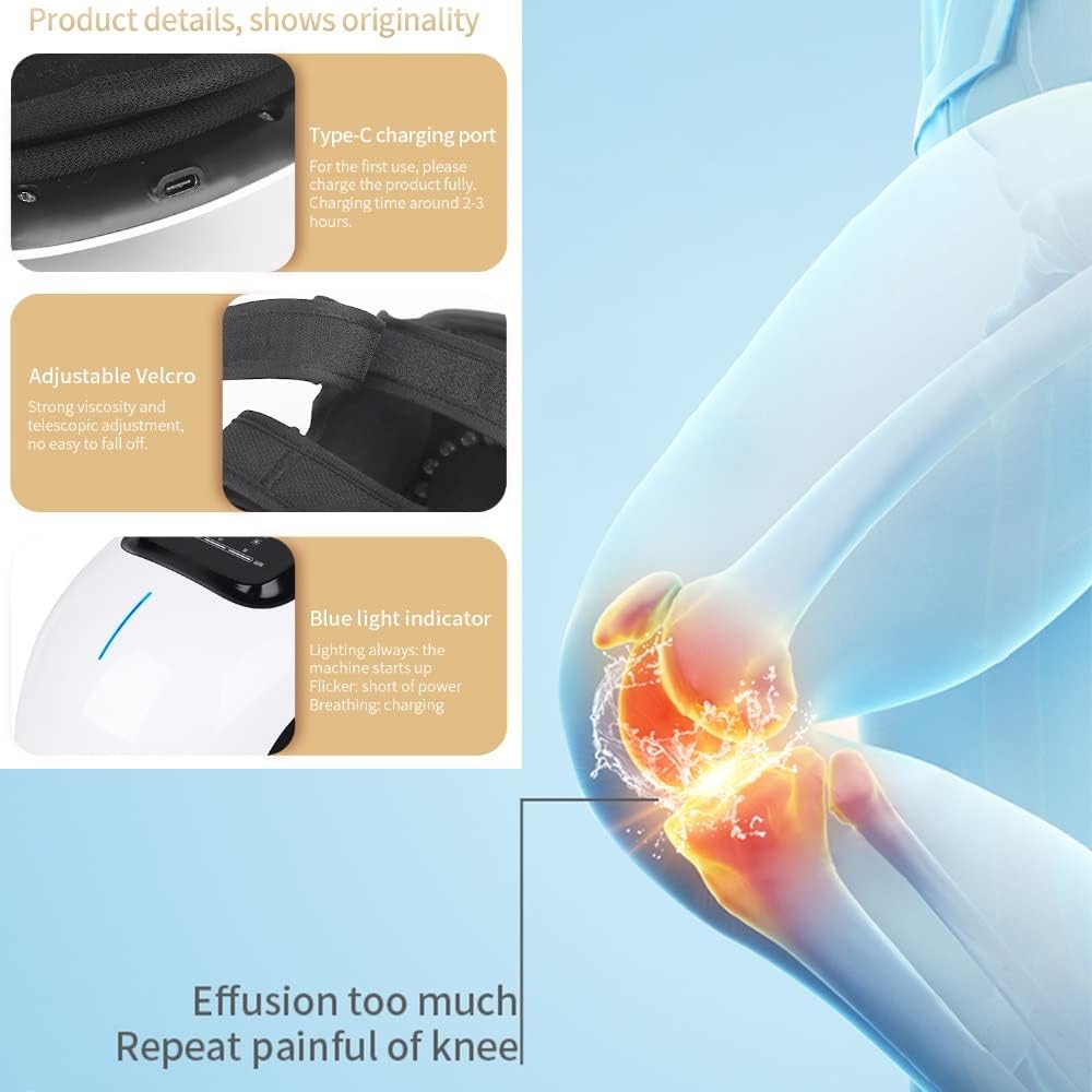 Cordless Vibration Knee Massager with Infrared Heat for Knee Pain Relief and Relaxation
