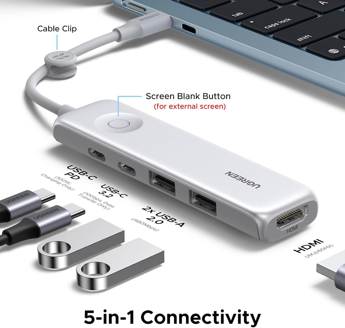 5-in-1 USB-C Hub with 4K HDMI, 85W Charging and 10Gbps Data Transfer UAE