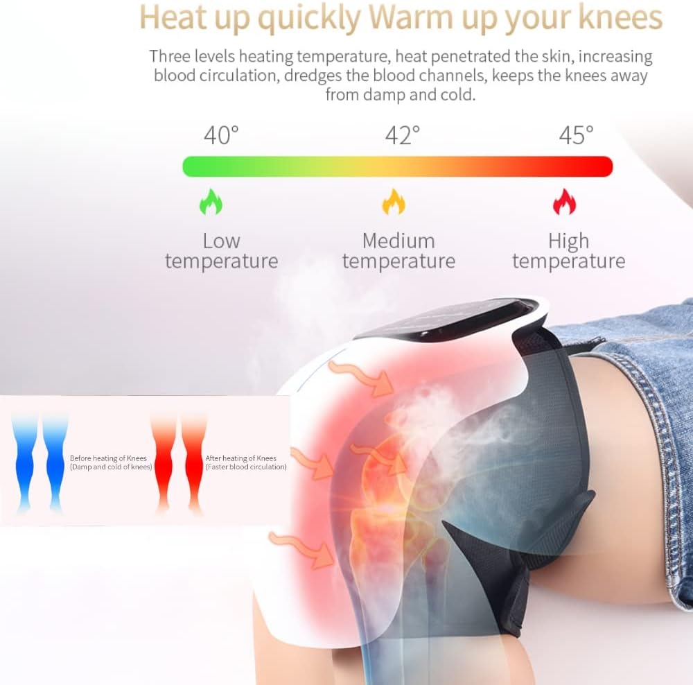 Cordless Vibration Knee Massager with Infrared Heat for Knee Pain Relief and Relaxation