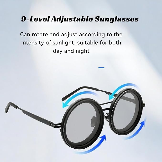 Adjustable Polarized Tint Sunglasses with 9-Level Manual UV Protection for Men UAE