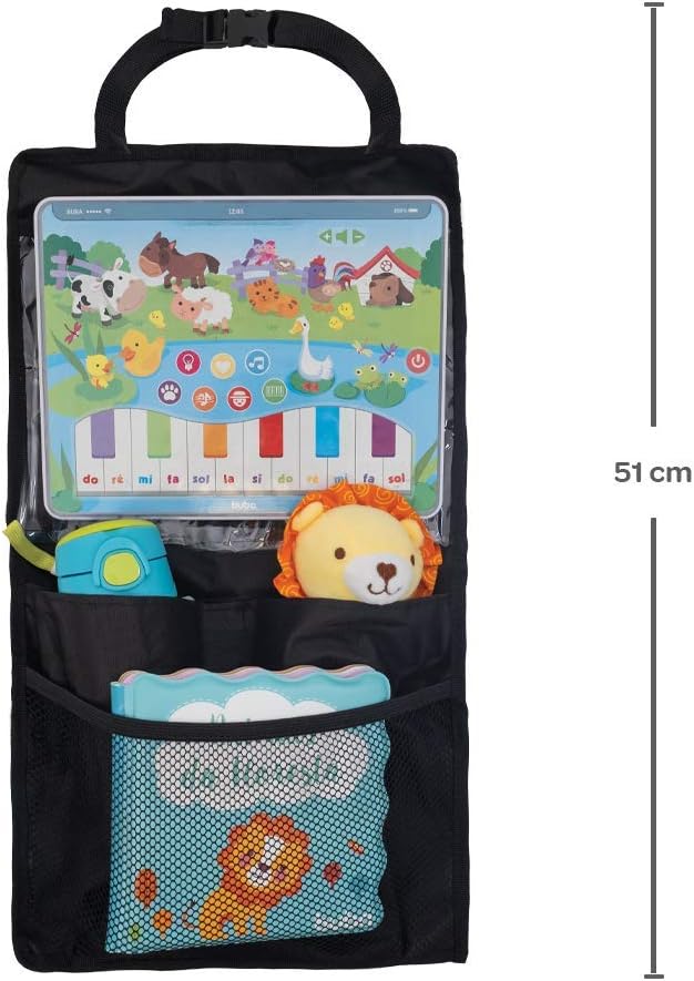 2 Pack Car Seat Organiser with Tablet Holder, Storage Pockets & Kick Mats