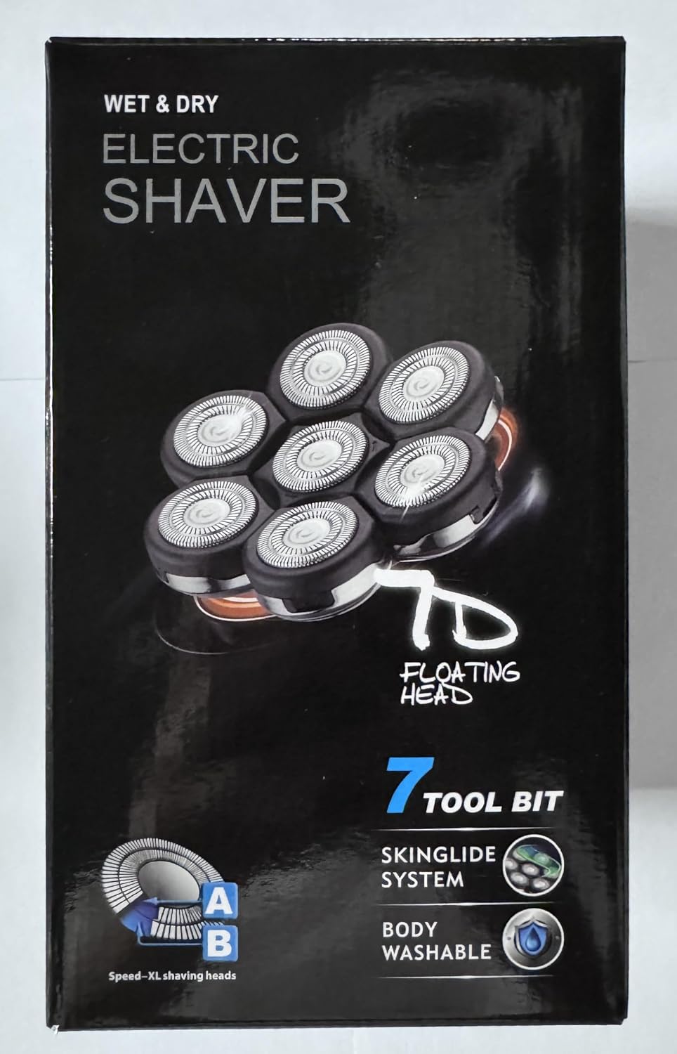 7D Electric Head Shaver for Men, Waterproof Wet & Dry Razor with LED Display
