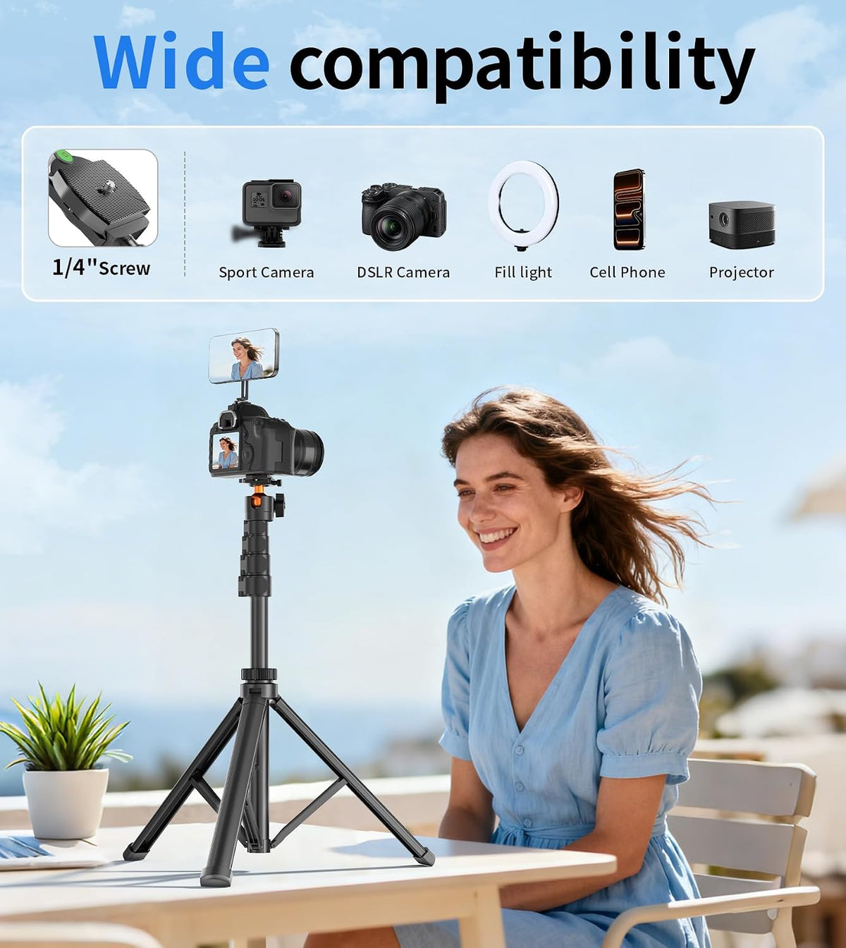 173cm Magnetic Phone Tripod Stand with Remote for Travel, Vlogging and Video Recording UAE