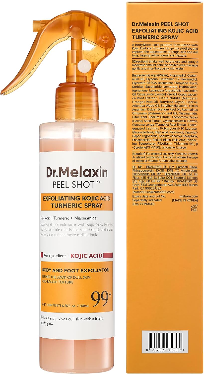 Dr.Melaxin Kojic Acid Turmeric Body Peeling Spray for Smooth Skin 200ml