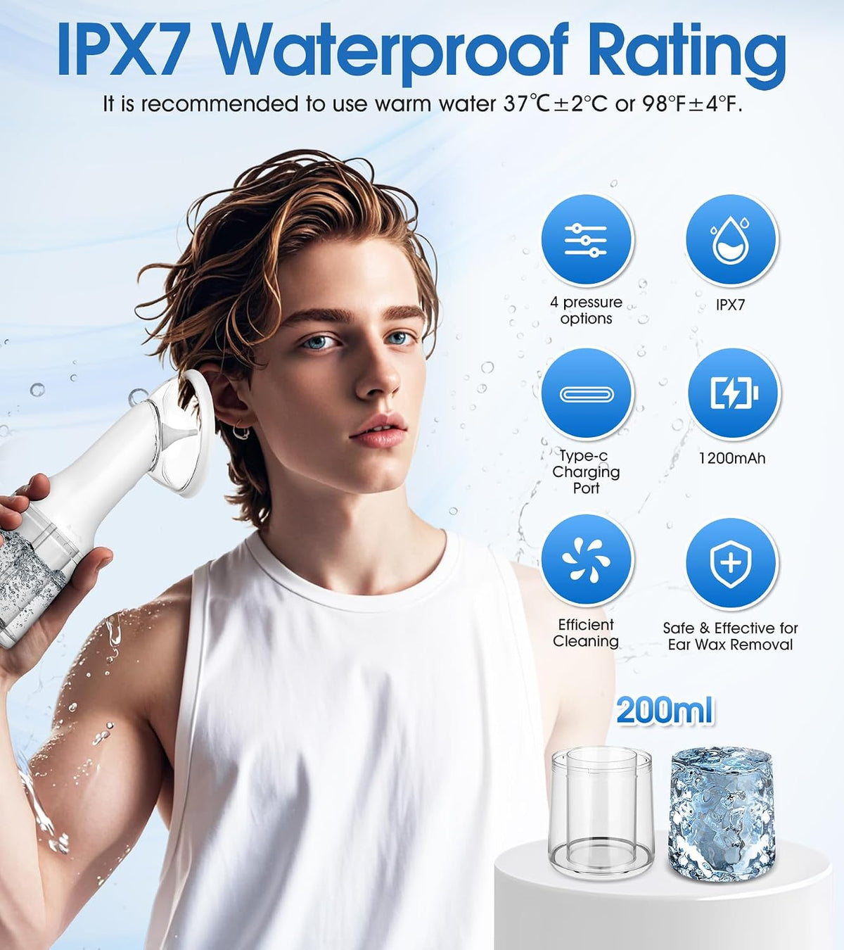 USB Electric Water Ear Cleaner – Waterproof Ear Irrigator for Adults in UAE