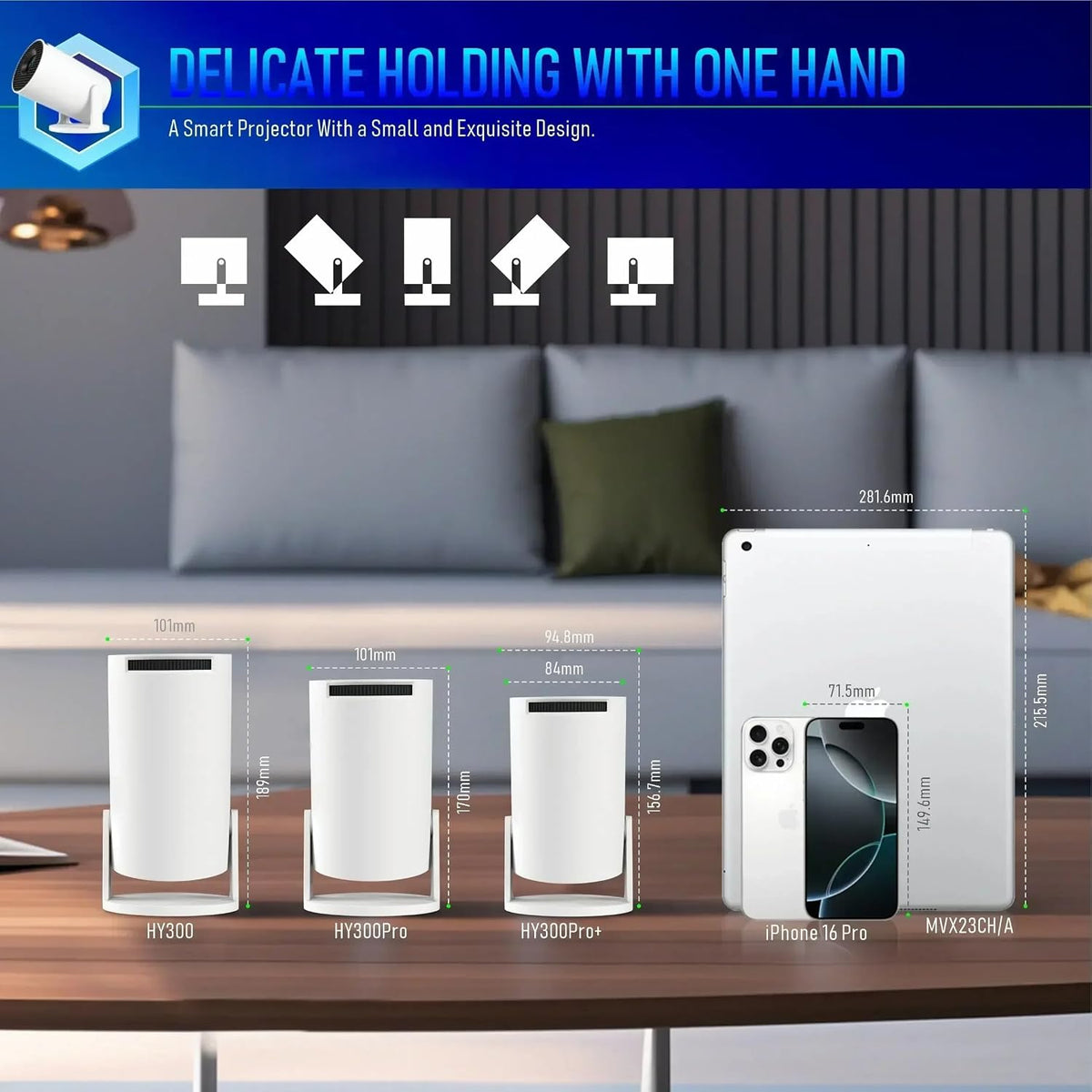 Mini Projector 4K Supported with WiFi 6, Bluetooth, Android for Home Theater UAE