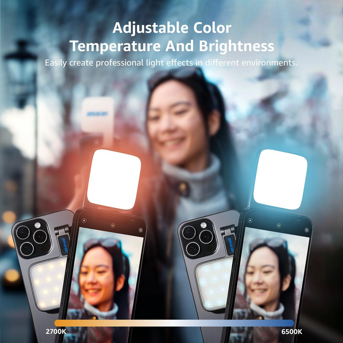 Magnetic Phone Light with Adjustable LED Brightness for Content Creators UAE