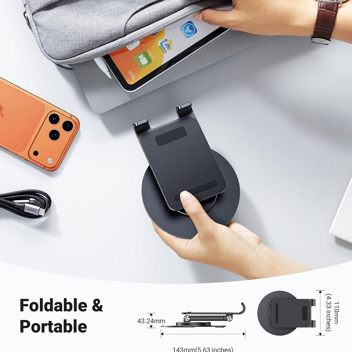 360° Adjustable Mobile Phone Stand for Desk, Office, Video Recording and Travel UAE