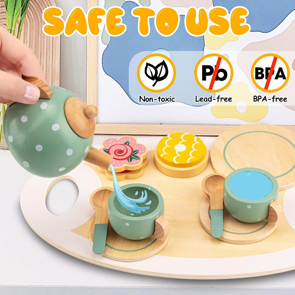 Kids Tea Party Toy Set with Teapot, Cups & Pretend Play Kitchen Accessories UAE
