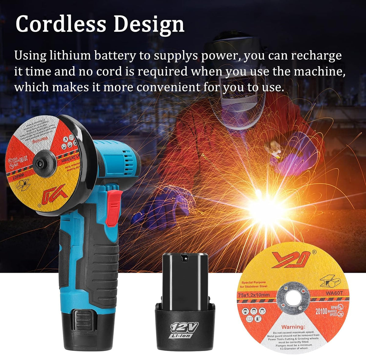 12V Cordless Angle Grinder for Cutting, Grinding and Polishing in UAE