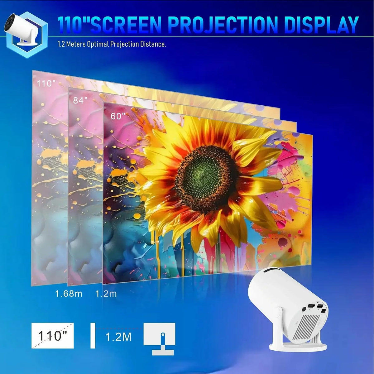 Mini Projector 4K Supported with WiFi 6, Bluetooth, Android for Home Theater UAE