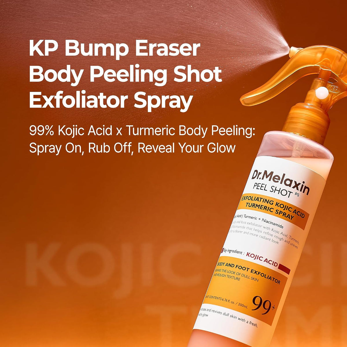 Dr.Melaxin Kojic Acid Turmeric Body Peeling Spray for Smooth Skin 200ml