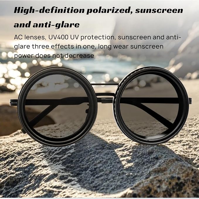 Adjustable Polarized Tint Sunglasses with 9-Level Manual UV Protection for Men UAE
