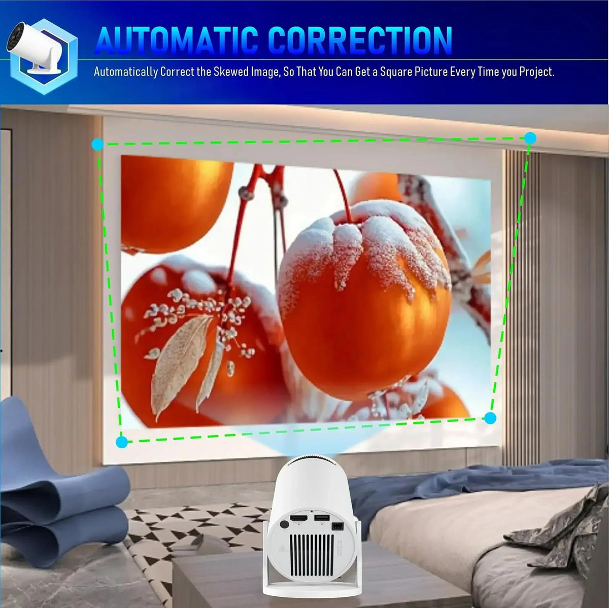 Mini Projector 4K Supported with WiFi 6, Bluetooth, Android for Home Theater UAE