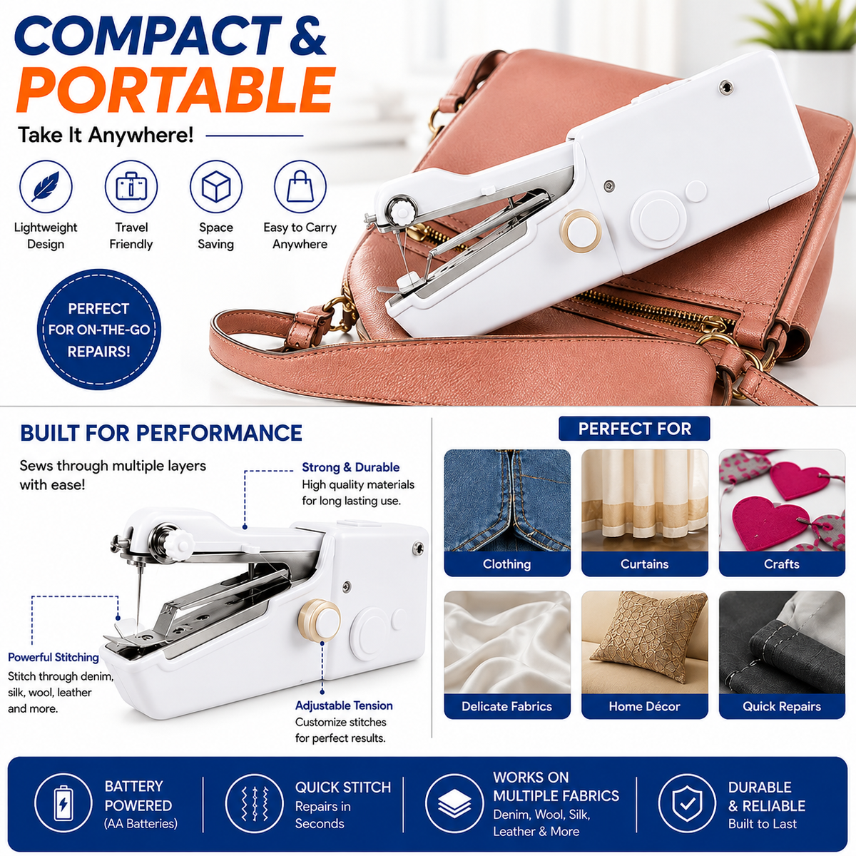 Mini Portable Stitch Machine – Compact & Easy Sewing Machine