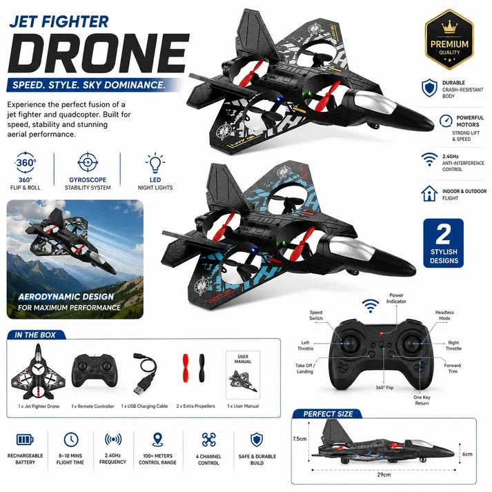 L0712 Fighter-Shaped RC Quadcopter – 360° Stunts