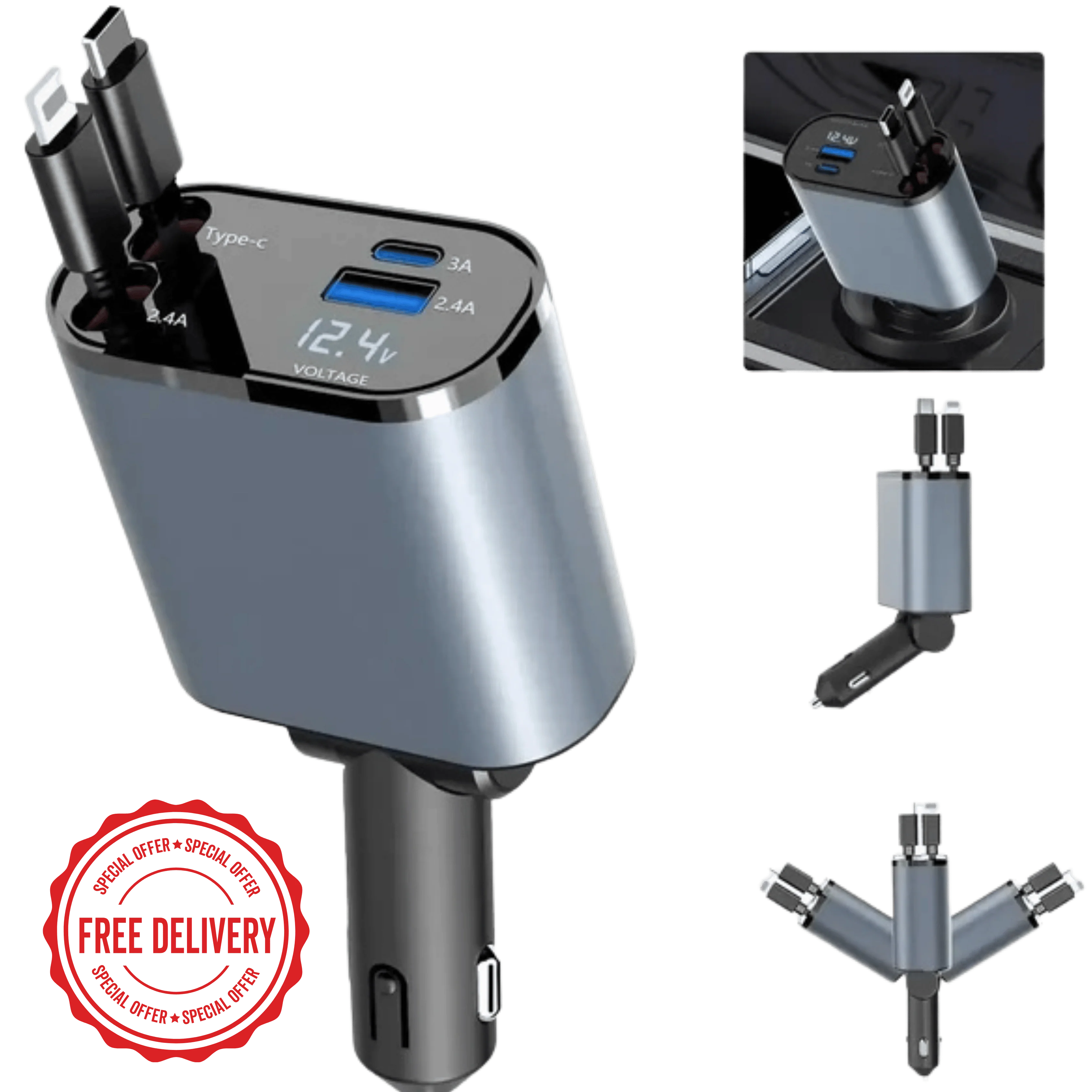4 in 1 Retractable Charger