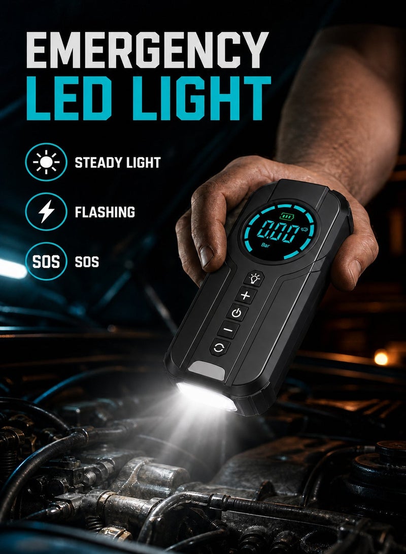 1000A Car Jump Starter with Air Compressor, 150PSI Tyre Inflator for UAE Drivers