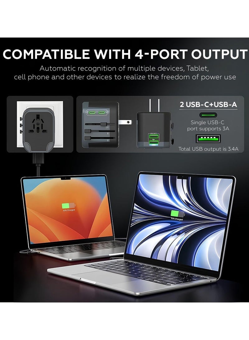 Universal Travel Adapter with 2 USB-C, 2 USB Ports for International Travel UAE