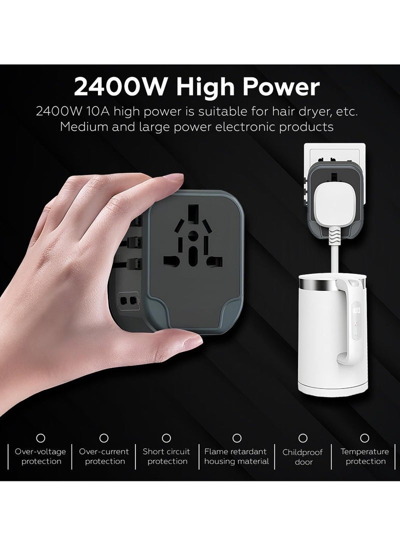 Universal Travel Adapter with 2 USB-C, 2 USB Ports for International Travel UAE