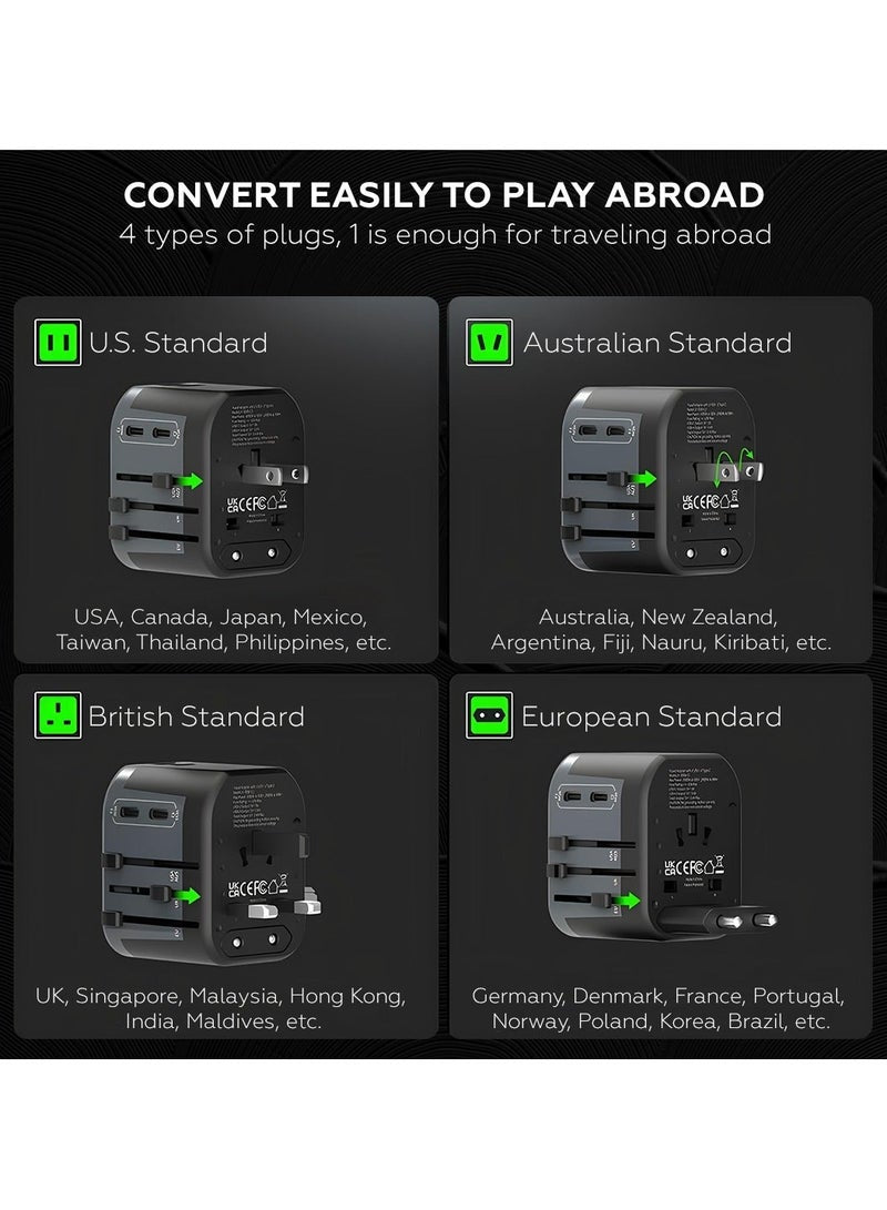 Universal Travel Adapter with 2 USB-C, 2 USB Ports for International Travel UAE